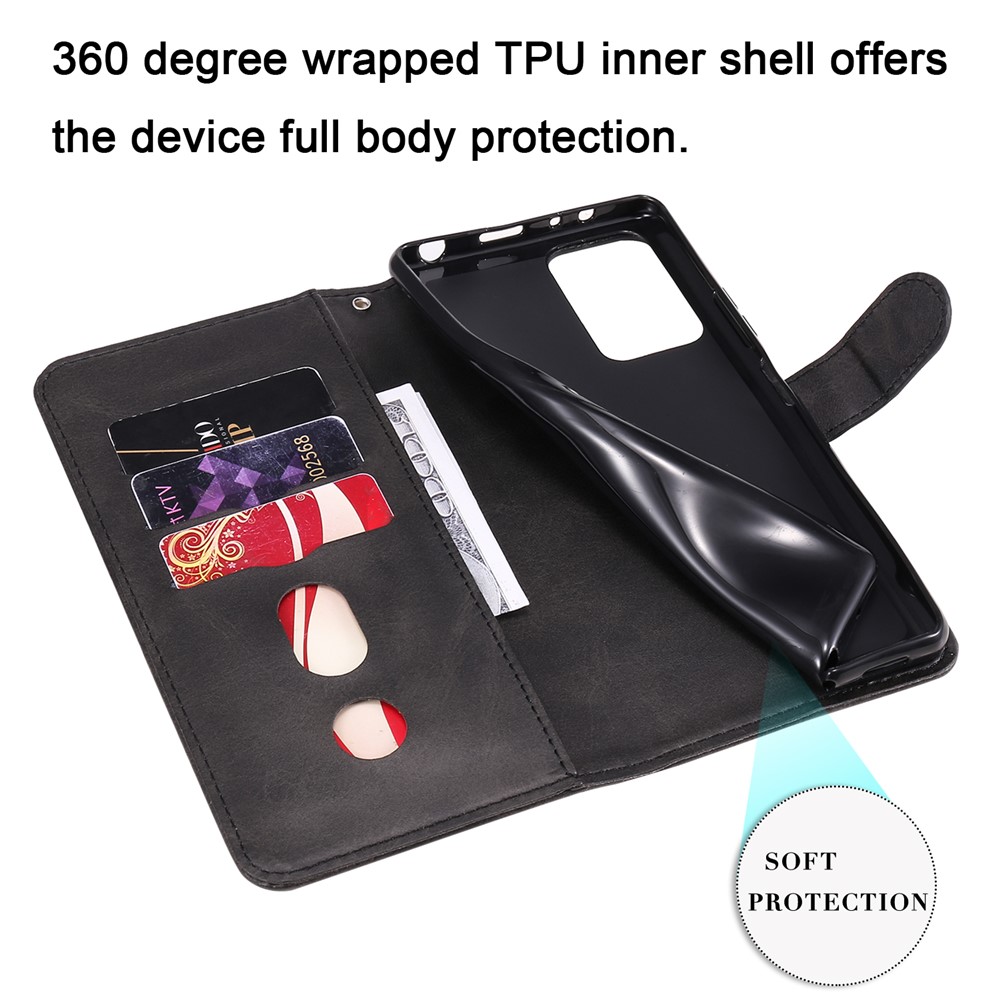 Zipper Pocket Design Wallet Stand Leather Protective Phone Case Shell for Xiaomi Redmi Note 10 Pro / Note 10 Pro Max - Black-3