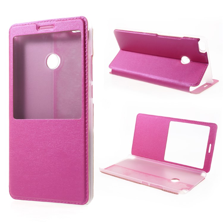 View Window Leather Folio Shell with Stand for Xiaomi Mi Max 2 - Rose-1