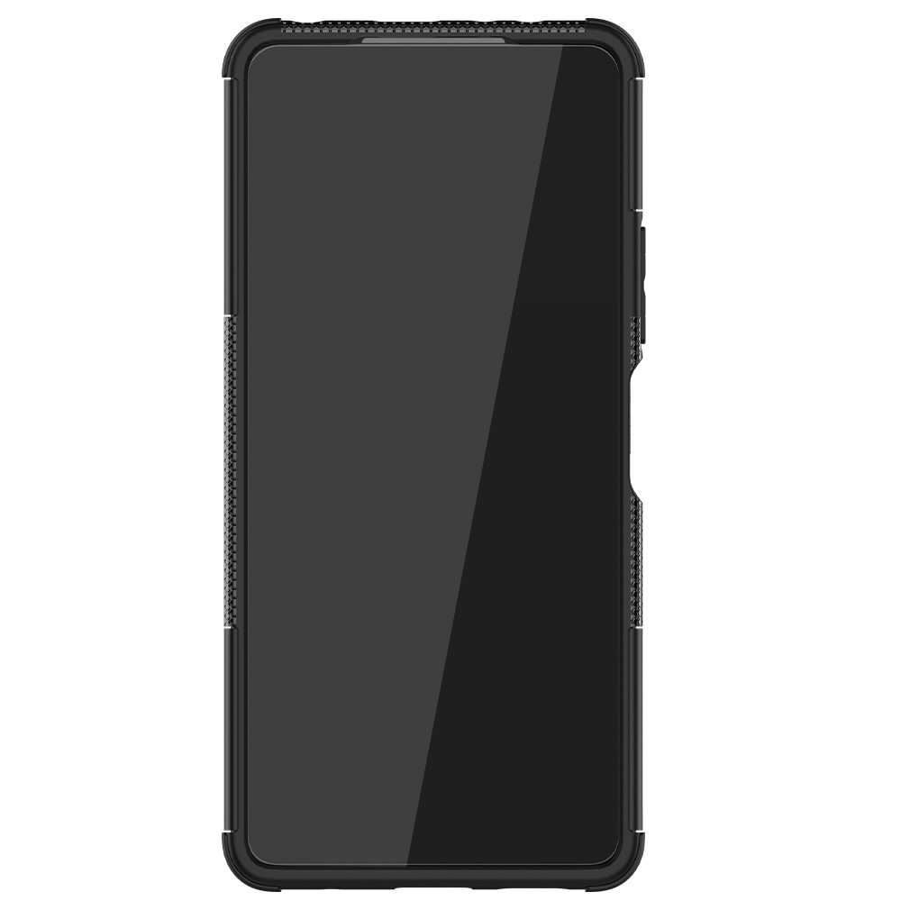 Diseño de Kickstand 2-in-1 Pater de Neumáticos PC + TPU Teléfono Back Case Para Xiaomi Redmi Note 10 Pro - Negro