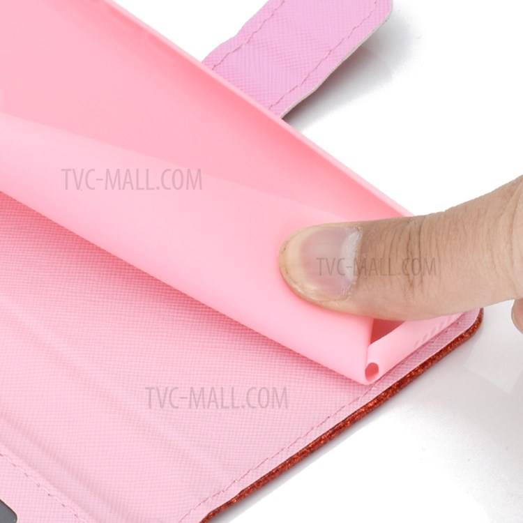 Glitter Powder Leather Wallet Stand Case with Carrying Strap for Xiaomi Mi 11 - Black-6