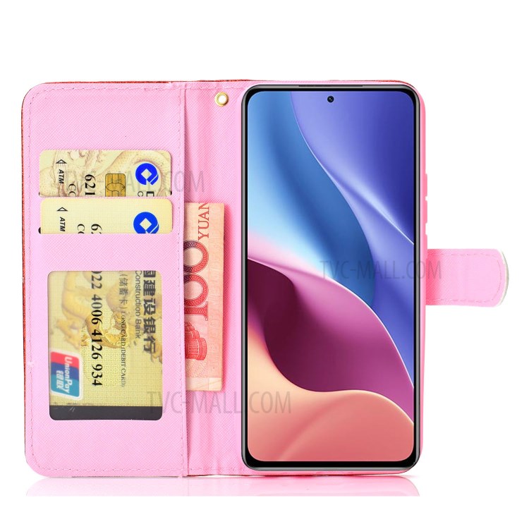Glitter Powder Leather Wallet Stand Case for Xiaomi Redmi K40/K40 Pro - Black-5