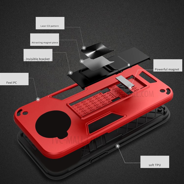 Hybrid Phone Protector Case Shell with Invisible Kickstand for Xiaomi Redmi Note 9 Pro 5G - Blue-7