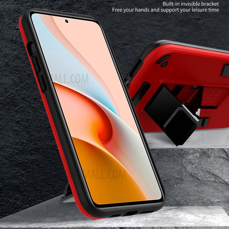 Hybrid Phone Protector Case Shell with Invisible Kickstand for Xiaomi Redmi Note 9 Pro 5G - Blue-8