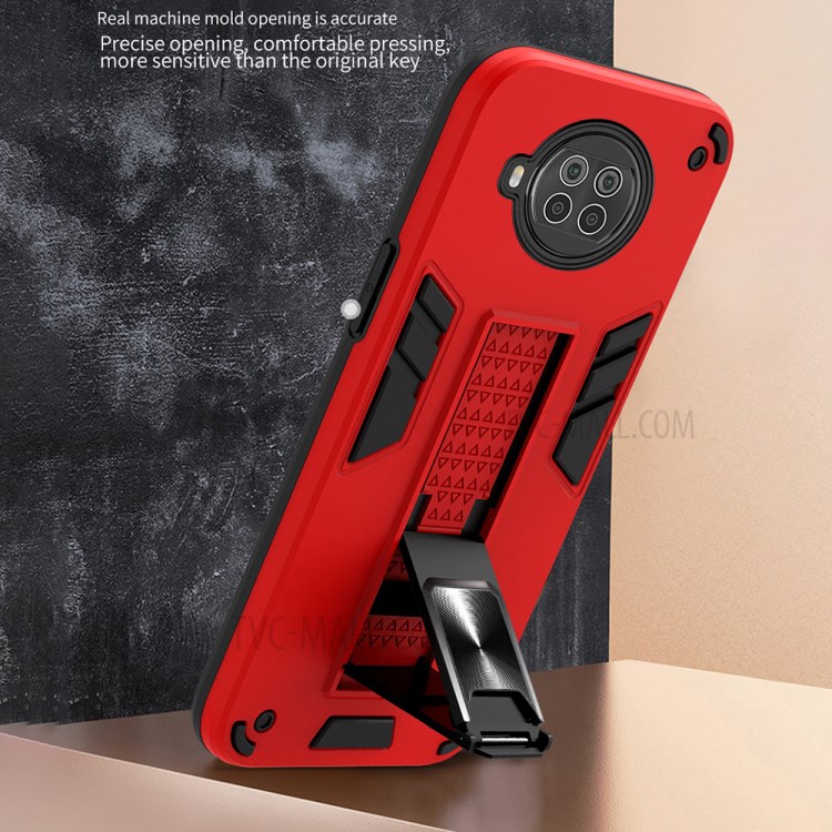 Hybrid Phone Protector Case Shell with Invisible Kickstand for Xiaomi Redmi Note 9 Pro 5G - Blue-9