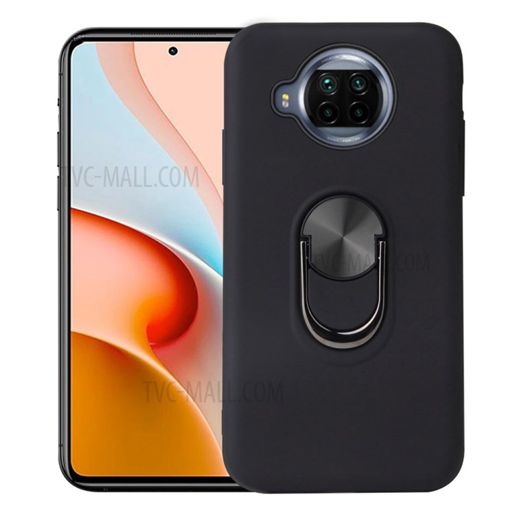 Rotatable Finger Ring Kickstand Detachable PC + TPU Hybrid Case with Magnet Suction Metal Sheet for Xiaomi Redmi Note 9 Pro 5G - Black-1