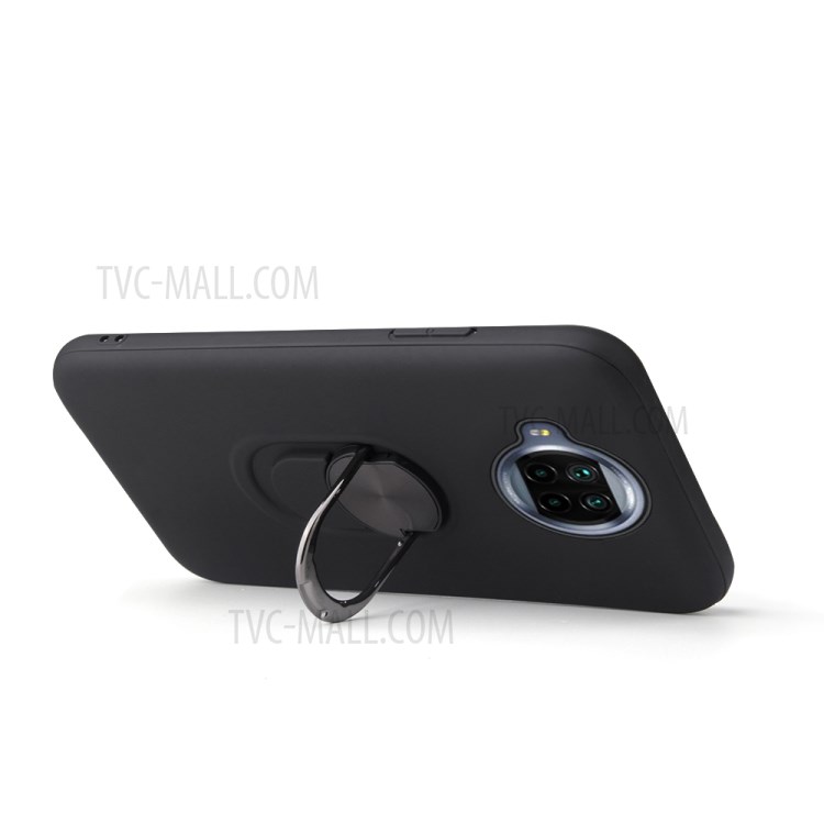Rotatable Finger Ring Kickstand Detachable PC + TPU Hybrid Case with Magnet Suction Metal Sheet for Xiaomi Redmi Note 9 Pro 5G - Red-2
