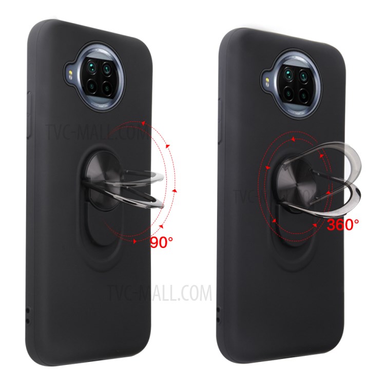 Rotatable Finger Ring Kickstand Detachable PC + TPU Hybrid Case with Magnet Suction Metal Sheet for Xiaomi Redmi Note 9 Pro 5G - Red-4