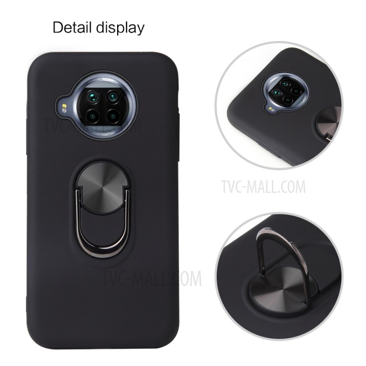 Rotatable Finger Ring Kickstand Detachable PC + TPU Hybrid Case with Magnet Suction Metal Sheet for Xiaomi Redmi Note 9 Pro 5G - Red-6
