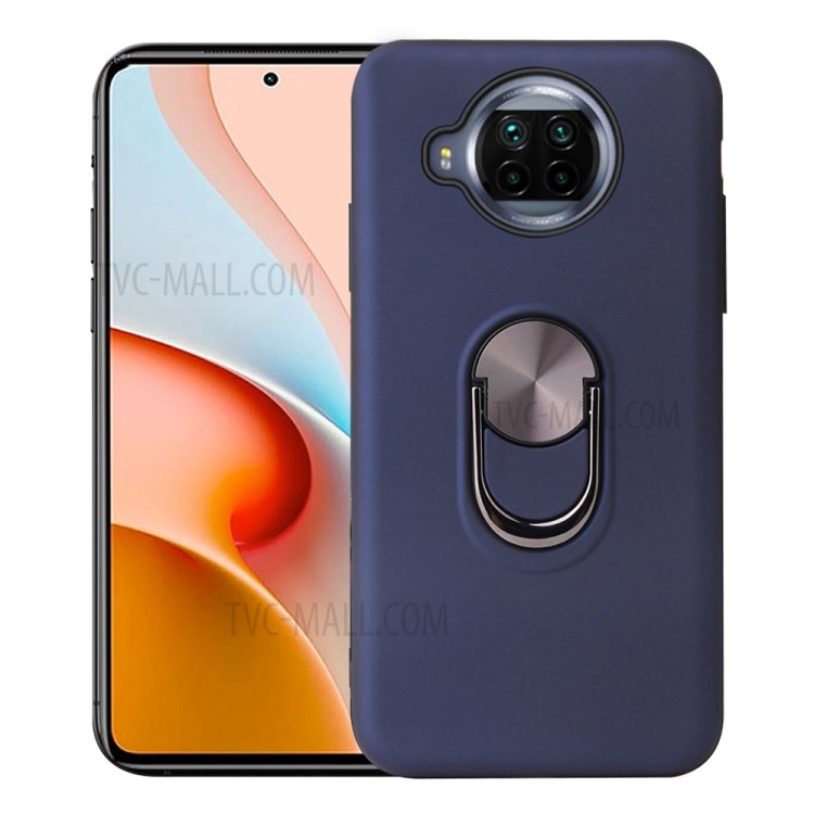 Rotatable Finger Ring Kickstand Detachable PC + TPU Hybrid Case with Magnet Suction Metal Sheet for Xiaomi Redmi Note 9 Pro 5G - Blue-1