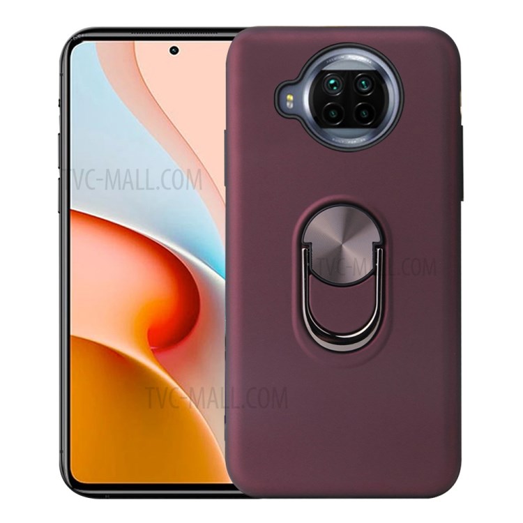 Rotatable Finger Ring Kickstand Detachable PC + TPU Hybrid Case with Magnet Suction Metal Sheet for Xiaomi Redmi Note 9 Pro 5G - Wine Red-1