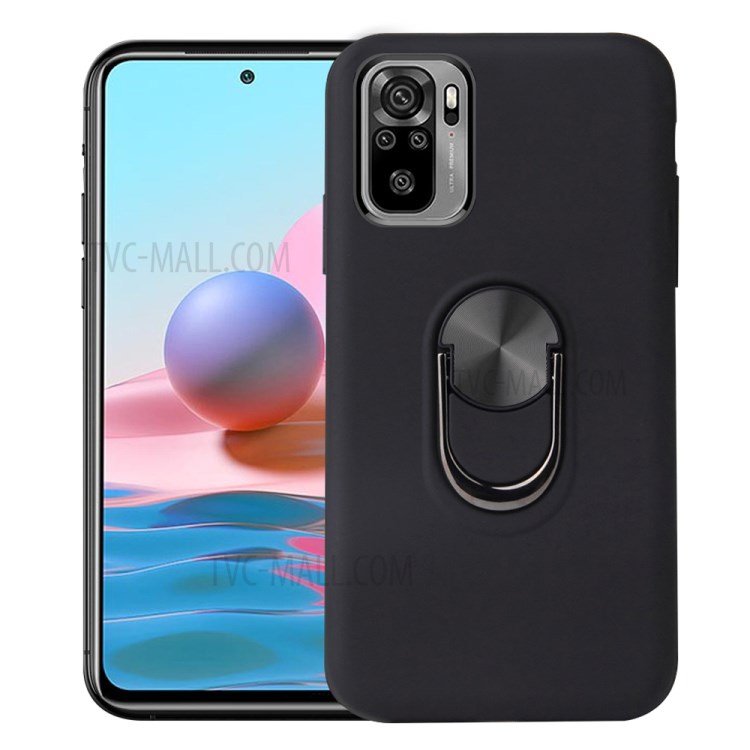 Detachable 2 in 1 PC + TPU Hybrid Case with Finger Ring Kickstand for Xiaomi Redmi Note 10 4G - Black-1