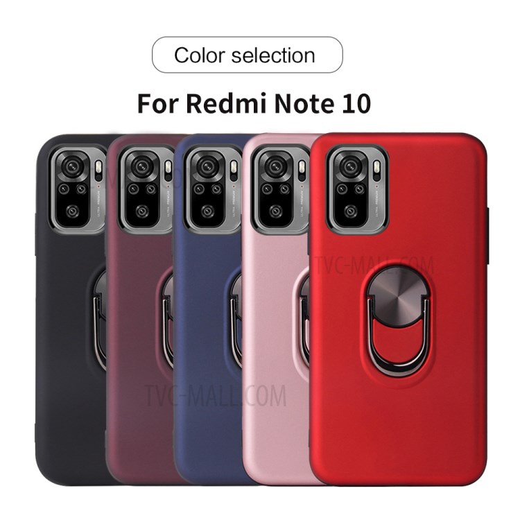 Detachable 2 in 1 PC + TPU Hybrid Case with Finger Ring Kickstand for Xiaomi Redmi Note 10 4G - Rose Gold-9