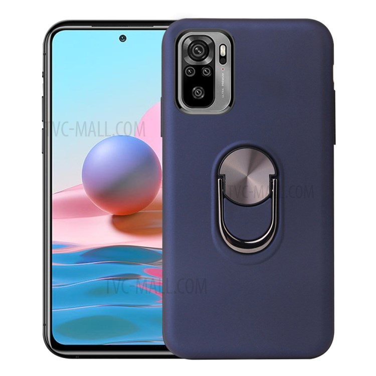 Detachable 2 in 1 PC + TPU Hybrid Case with Finger Ring Kickstand for Xiaomi Redmi Note 10 4G - Blue-1