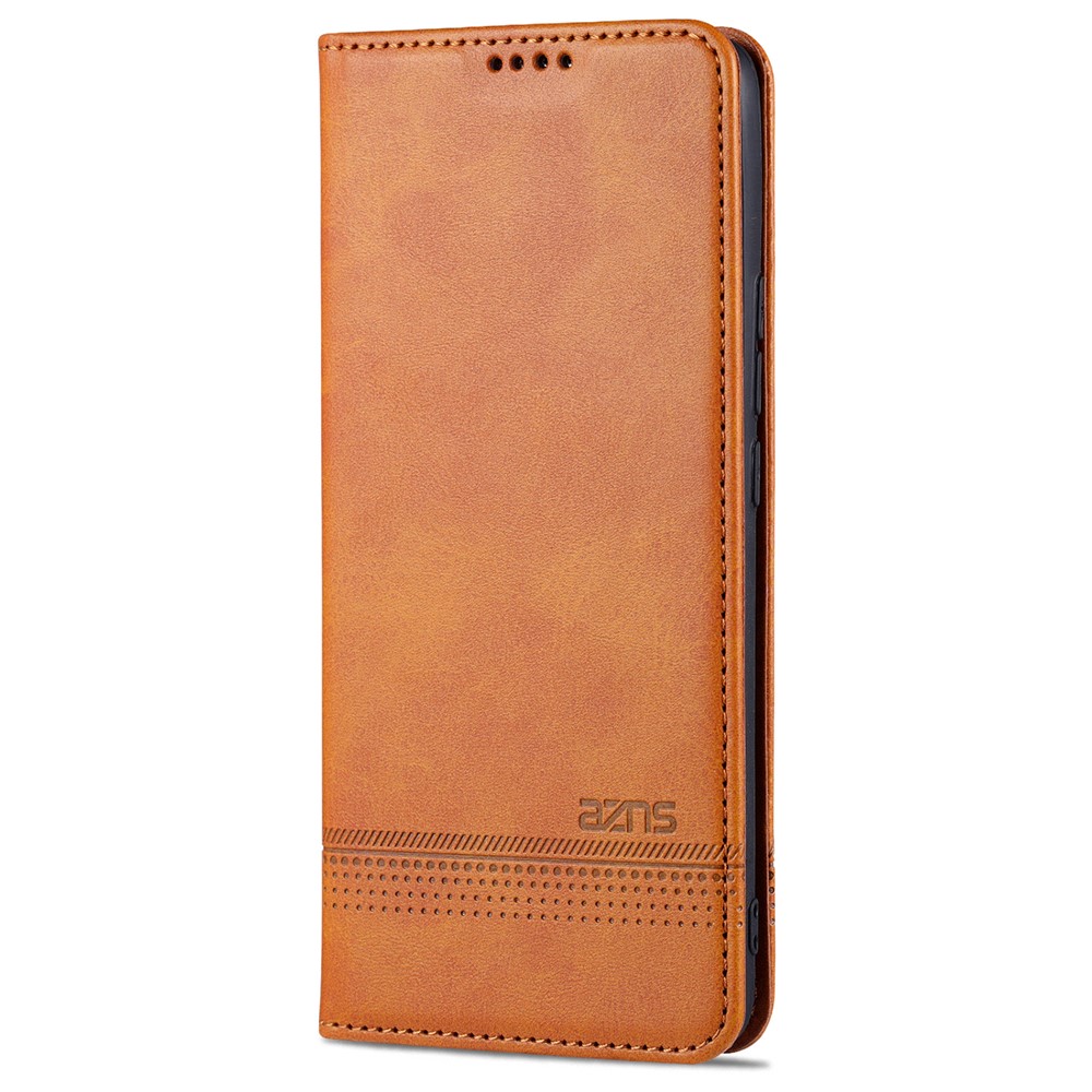 AZNS Auto-absorbed Magnetic Stand Wallet Leather Phone Protection Shell Case for Xiaomi Mi 11 Ultra - Brown-2