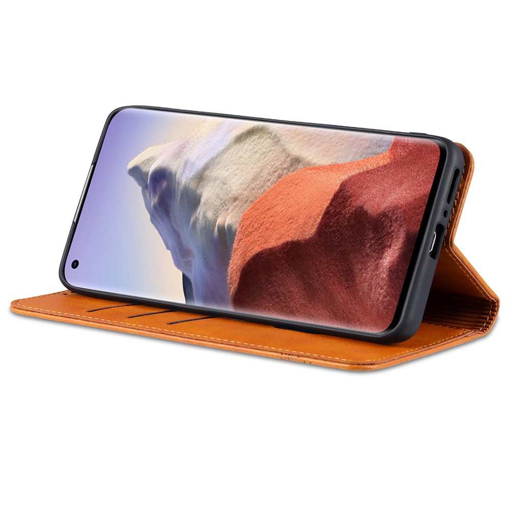 AZNS Auto-absorbed Magnetic Stand Wallet Leather Phone Protection Shell Case for Xiaomi Mi 11 Ultra - Brown-4