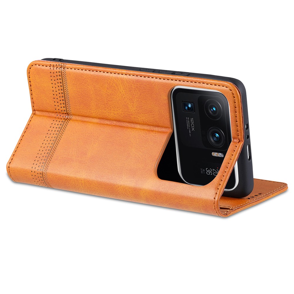 AZNS Auto-absorbed Magnetic Stand Wallet Leather Phone Protection Shell Case for Xiaomi Mi 11 Ultra - Brown-5