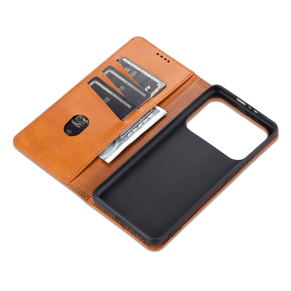 AZNS Auto-absorbed Magnetic Stand Wallet Leather Phone Protection Shell Case for Xiaomi Mi 11 Ultra - Brown-8