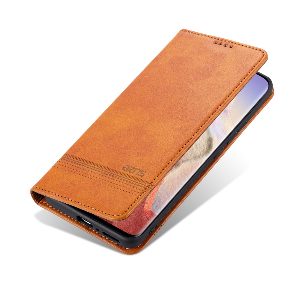 AZNS Auto-absorbed Magnetic Stand Wallet Leather Phone Protection Shell Case for Xiaomi Mi 11 Ultra - Brown-9