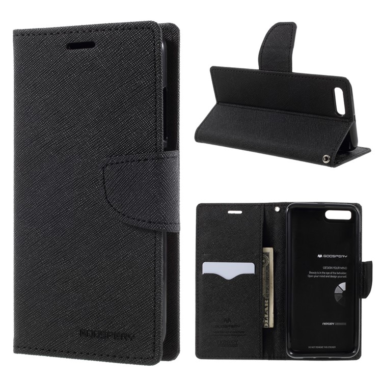 MERCURY GOOSPERY Fancy Diary Leather Wallet Mobile Phone Case for Xiaomi Mi 6 - Black-1