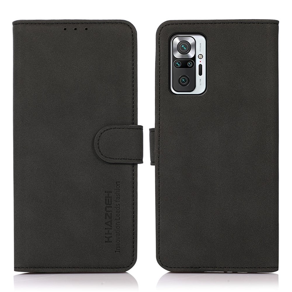 KHAZNEH Stand Wallet Design Leather Phone Cover Case for Xiaomi Redmi Note 10 Pro - Black-1