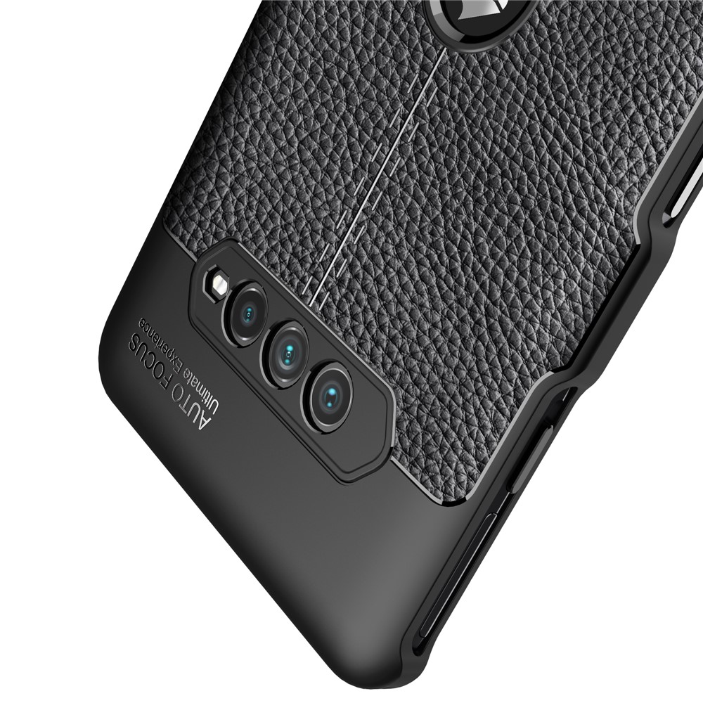 Litchi Texture Flexible TPU Cell Phone Back Case Cover for Xiaomi Black Shark 4 - Black-2