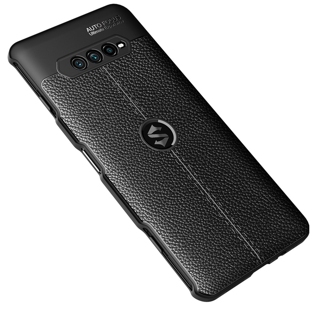 Litchi Texture Flexible TPU Cell Phone Back Case Cover for Xiaomi Black Shark 4 - Black-3