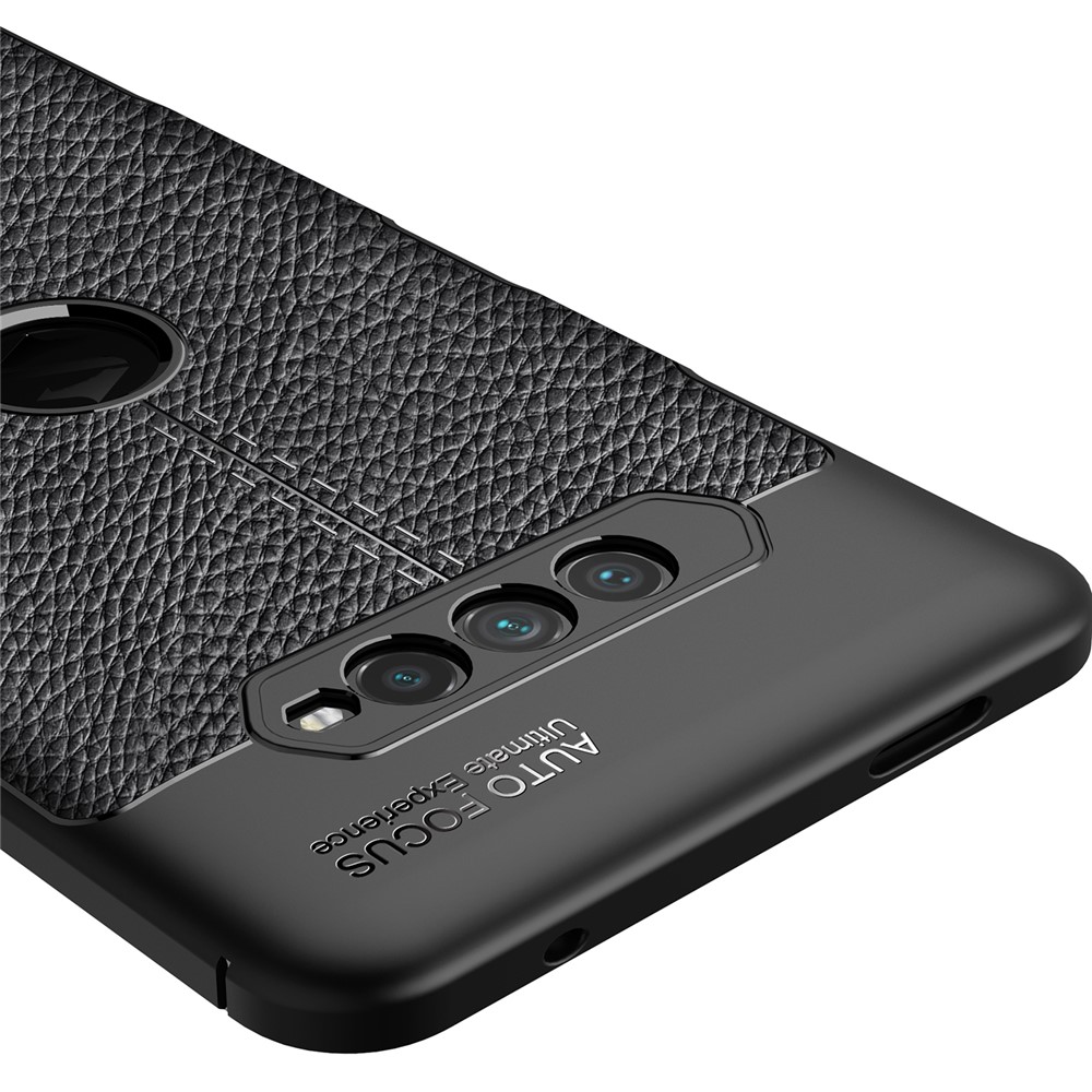 Litchi Texture Flexible TPU Cell Phone Back Case Cover for Xiaomi Black Shark 4 - Black-5