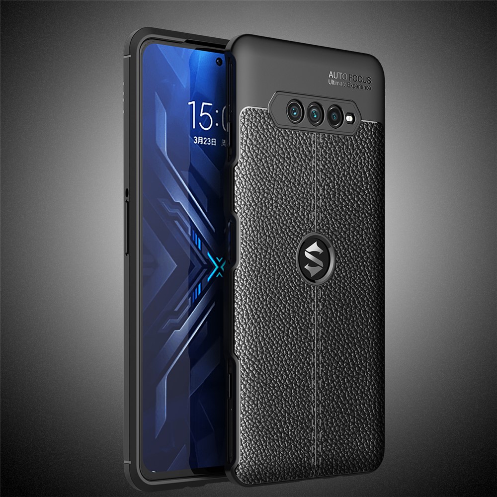 Litchi Texture Flexible TPU Cell Phone Back Case Cover for Xiaomi Black Shark 4 - Black-6
