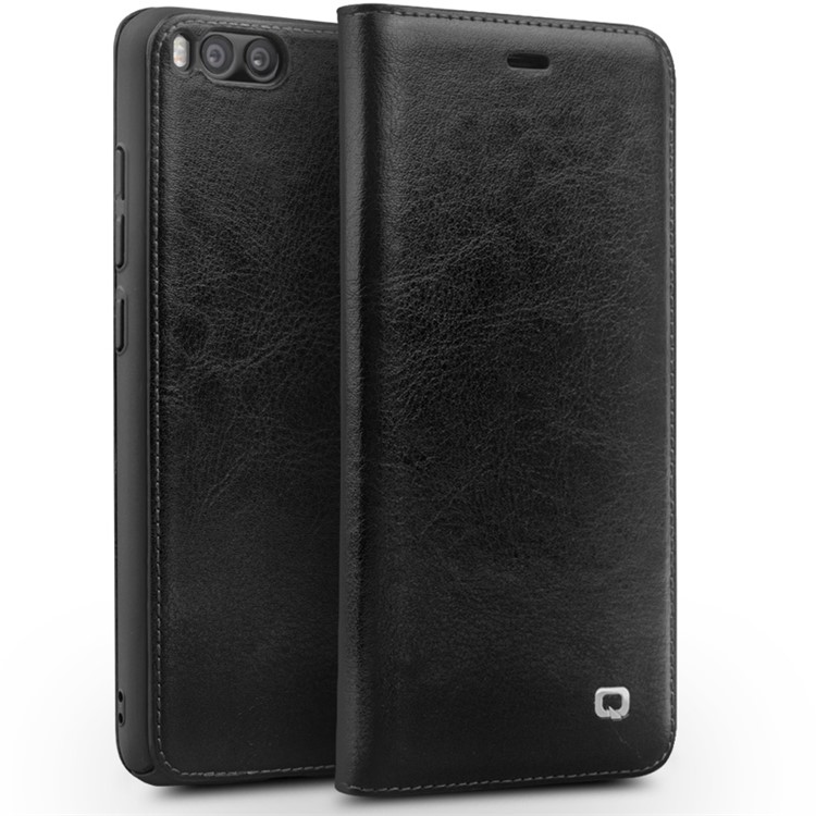 QIALINO Classic Genuine Cowhide Leather Flip Cover Case for Xiaomi Mi 6 - Black-5