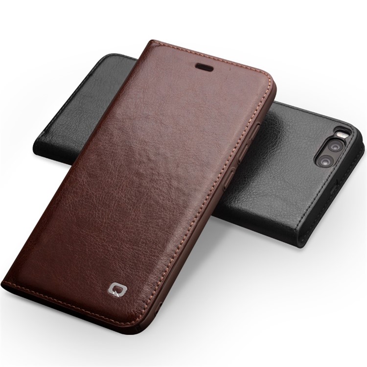 QIALINO Classic Genuine Cowhide Leather Flip Cover Case for Xiaomi Mi 6 - Black-6