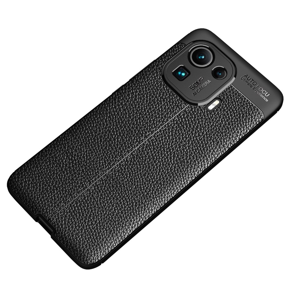Litchi Texture Flexible TPU Phone Back Case Protective Cover for Xiaomi Mi 11 Pro - Black-2