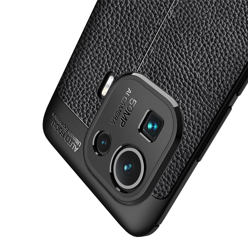 Litchi Texture Flexible TPU Phone Back Case Protective Cover for Xiaomi Mi 11 Pro - Black-3