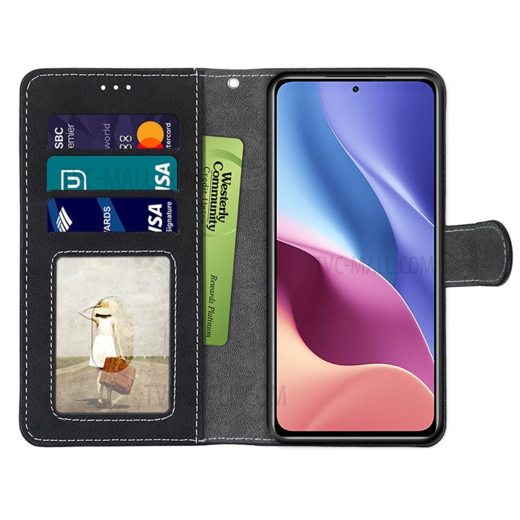 Retro Matte with 3 Card Slots Leather Cover Phone Shell for Xiaomi Redmi K40/K40 Pro/K40 Pro+/Mi 11i/Poco F3 - Black-7