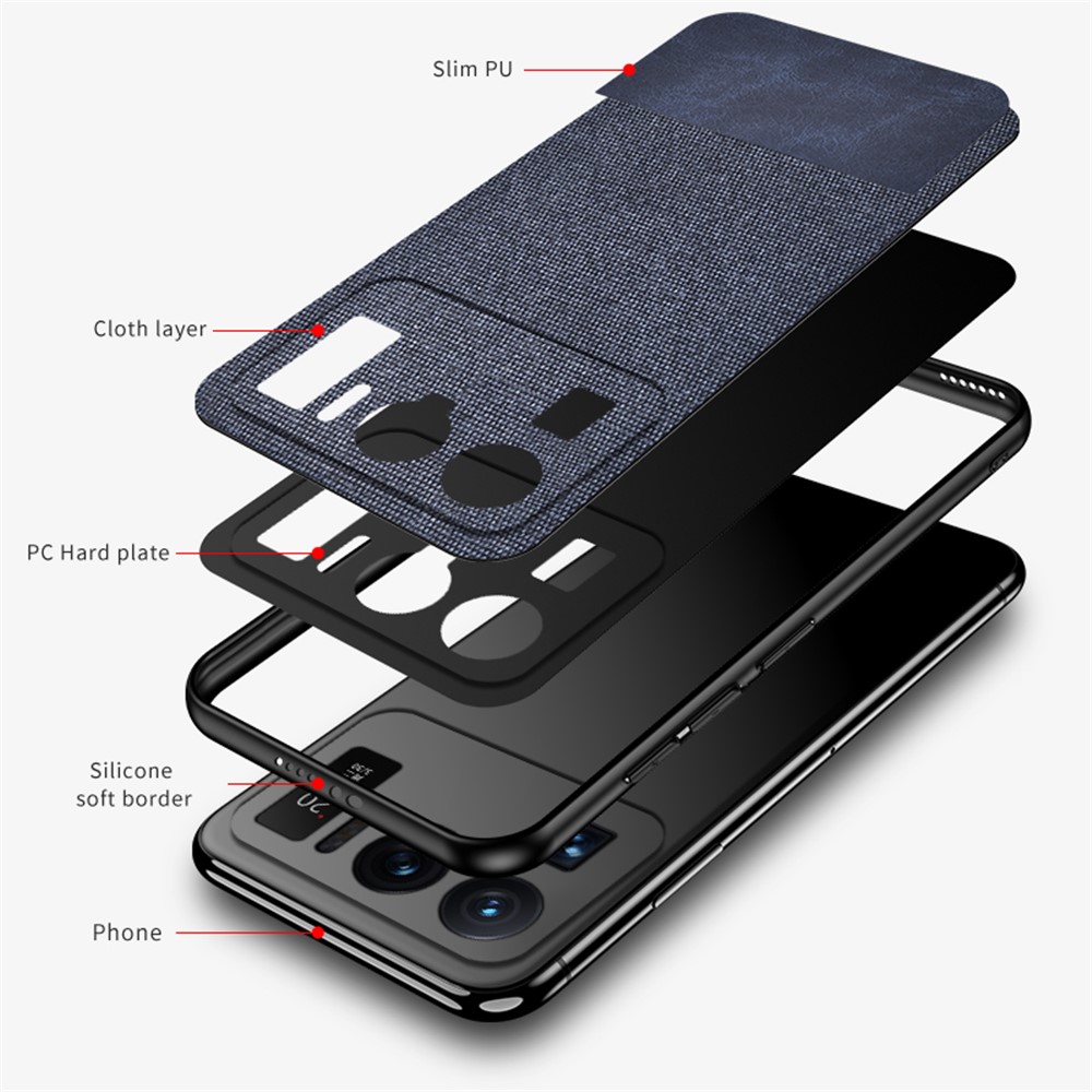 Splicing Design Cloth+Leather+Silicone+PC Protective Shell for Xiaomi Mi 11 Ultra - Red-3