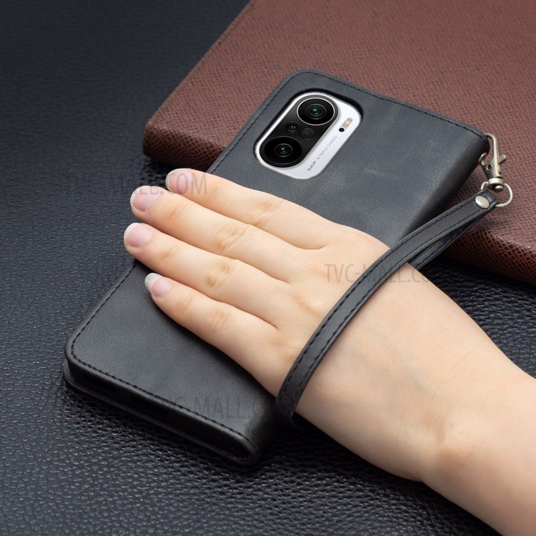 Wallet Leather Stand Shell Cover Case for Xiaomi Poco F3/Redmi K40/K40 Pro/Mi 11i - Black-8
