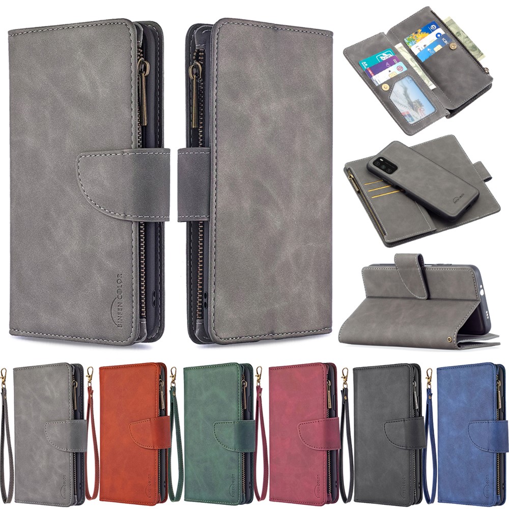 BF02 Detachable 2-in-1 Leather Phone Cover with Zipper Pocket for Xiaomi Poco M3 - Red-11