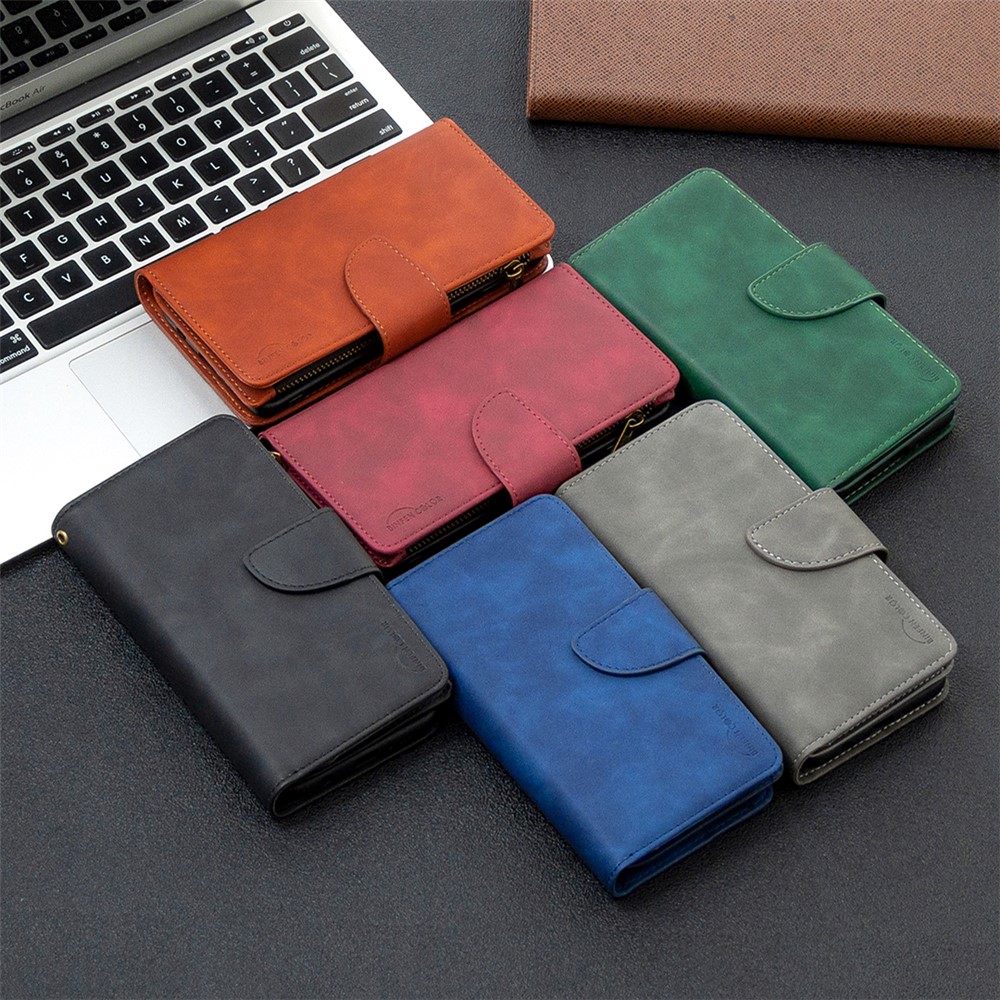 BF02 Portefeuille de Qualité Détachable Couverture de Téléphone en Cuir 2 en 1 Avec Poche à Fermeture Éclair Pour Xiaomi Poco X3 NFC / Poco X3 - Vert