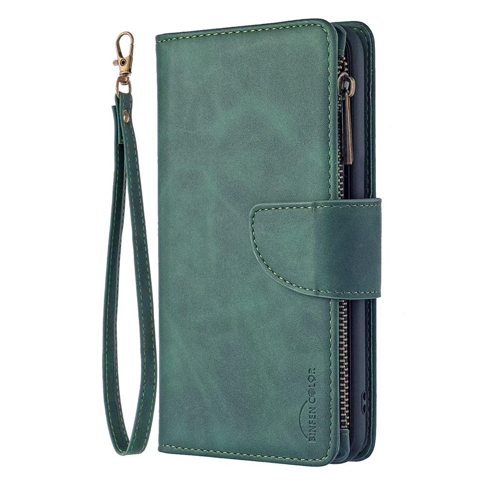 BF02 Quality Wallet Detachable 2-in-1 Leather Phone Cover with Zipper Pocket for Xiaomi Poco X3 NFC / Poco X3 - Green-3