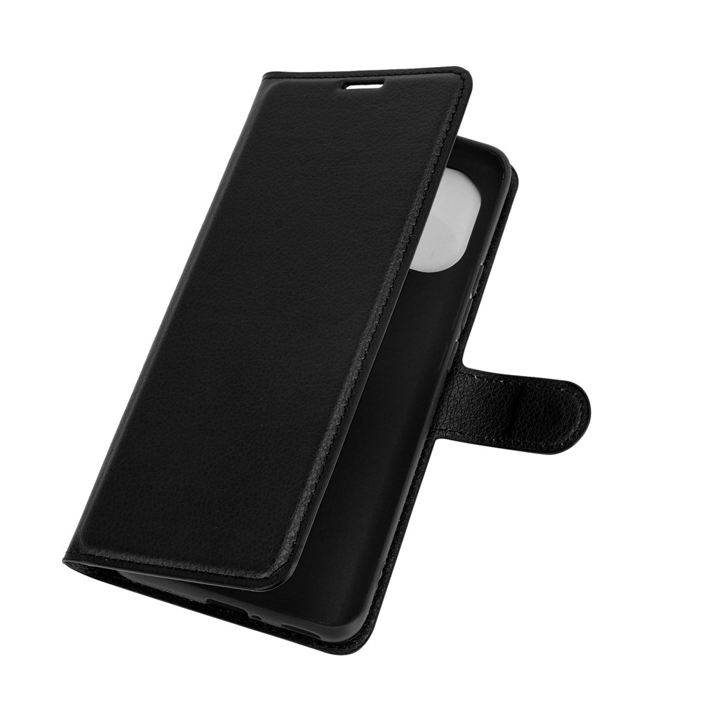 Folio Flip Litchi Texture Wallet Design Leather Phone Case with Stand for Xiaomi Mi 11 - Black-5