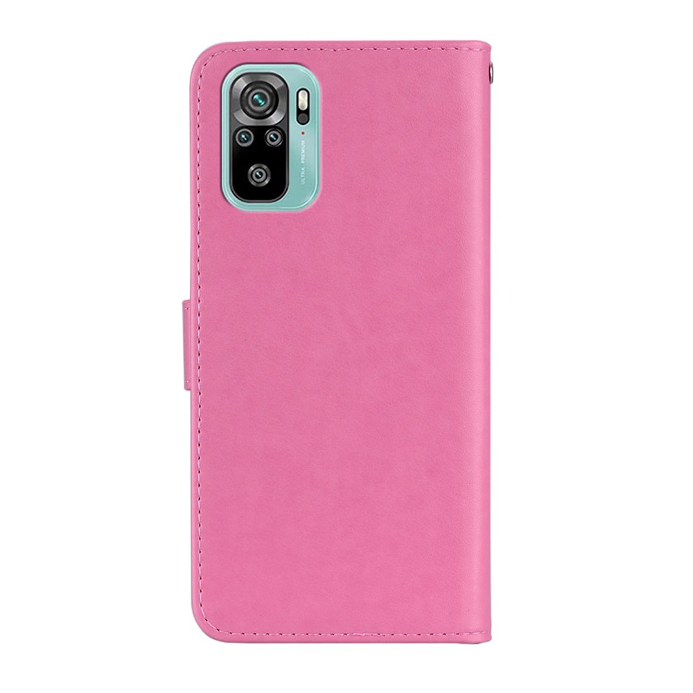 Owl & Flower Imprinted Leather Wallet Stand Phone Case for Xiaomi Redmi Note 10 4G/Note 10S - Rose-3