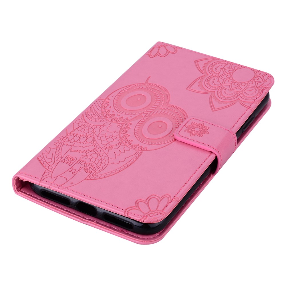 Owl & Flower Imprinted Leather Wallet Stand Phone Case for Xiaomi Redmi Note 10 4G/Note 10S - Rose-6