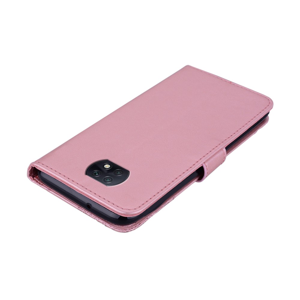 Imprint Owl Flower Leather Wallet Stand Phone Case for Xiaomi Redmi 9T/Note 9 5G/Note 9T 5G/9 Power - Rose Gold-7