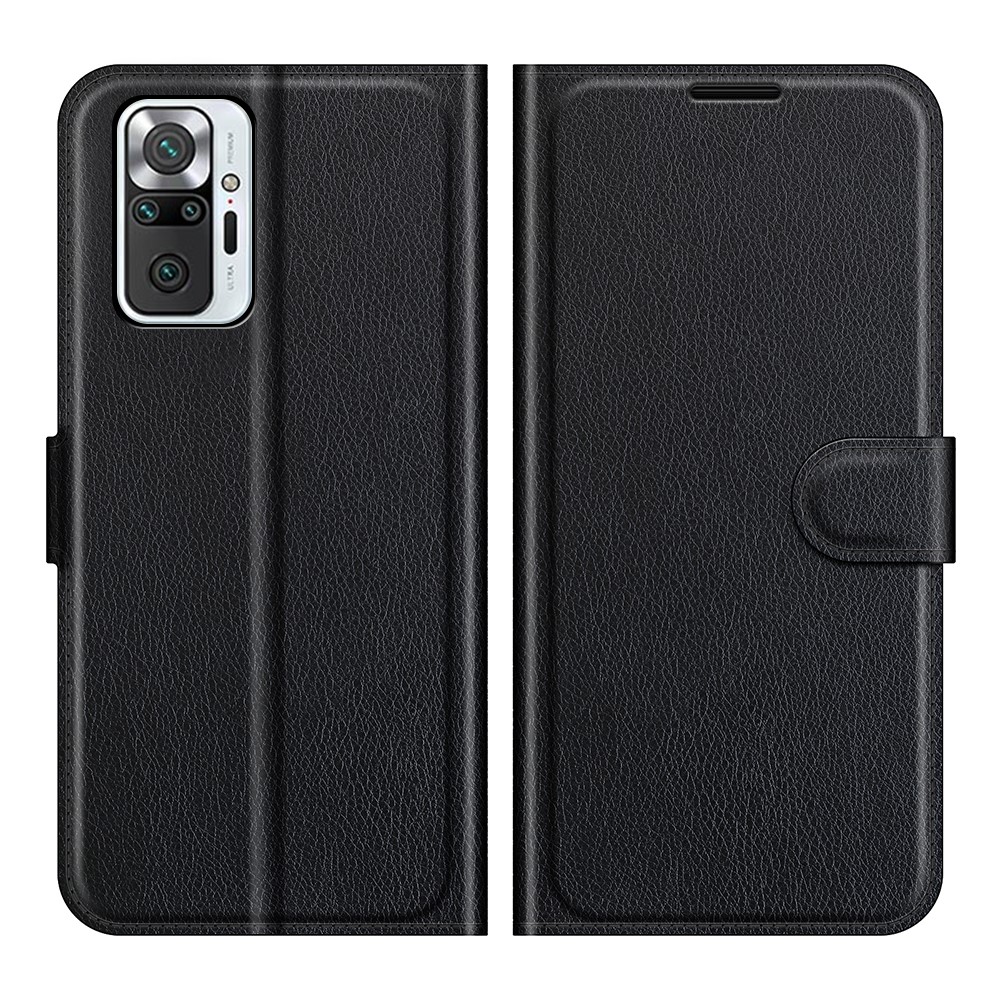 Wallet Design Litchi Texture Leather Phone Case with Stand for Xiaomi Redmi Note 10 Pro - Black-1