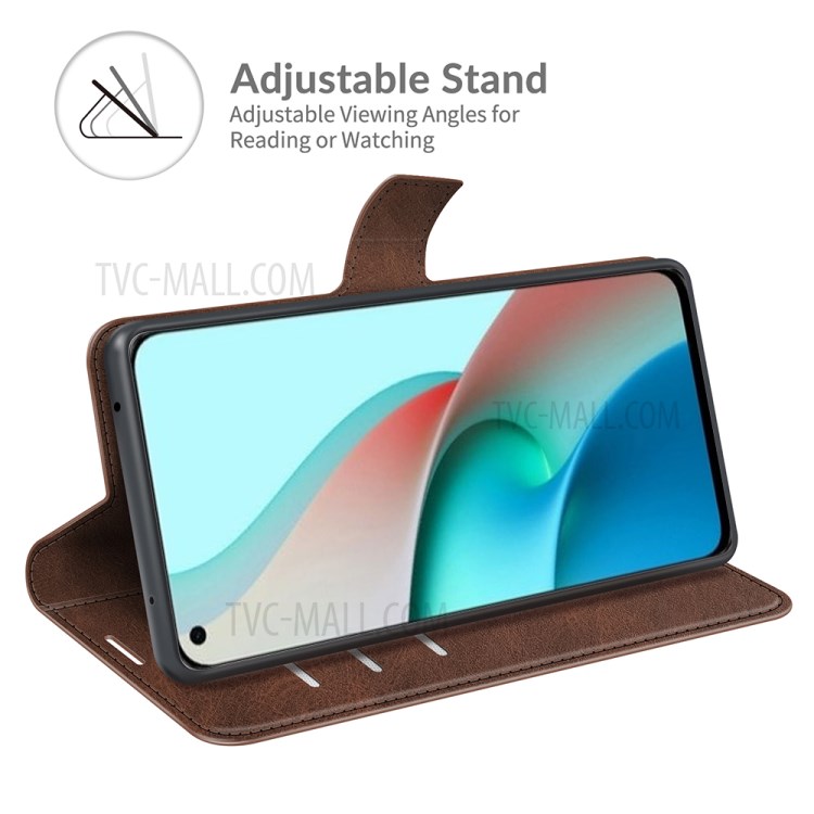 For Xiaomi Mi 11 Lite 4G/5G Magnetic Clasp Leather Mobile PhoneCase Wallet Stand Cover - Coffee-4