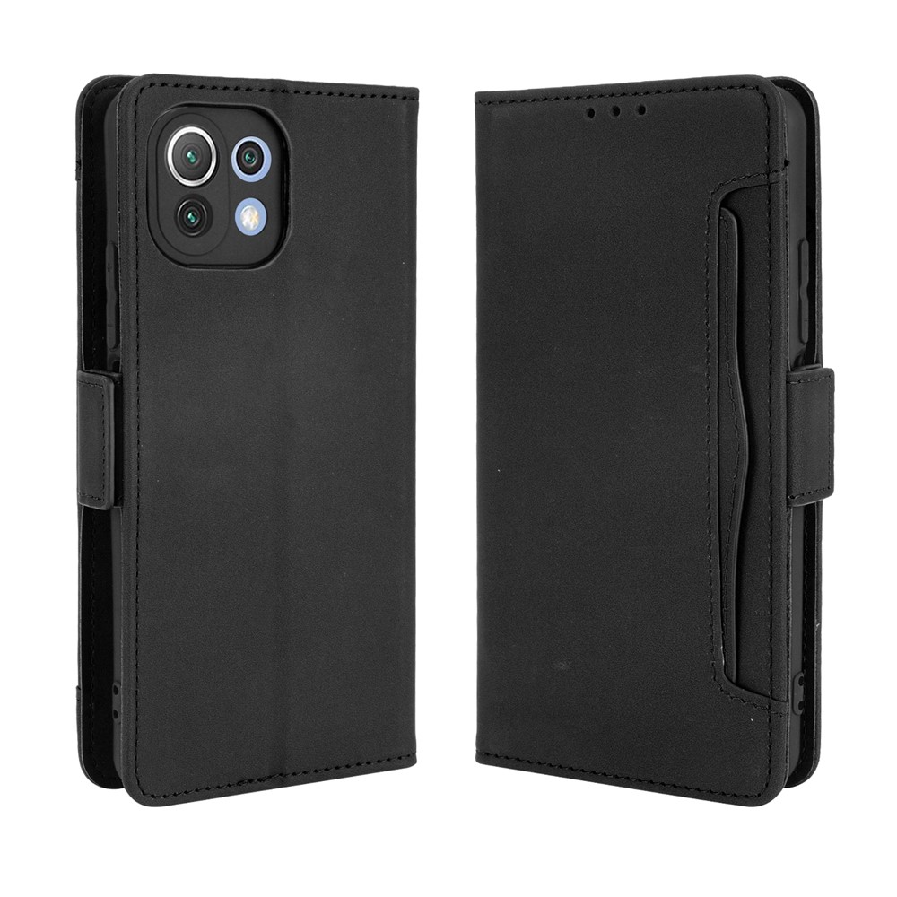 Wallet Design Multiple Card Slots Stand Leather Phone Case for Xiaomi Mi 11 Lite 4G / Mi 11 Lite 5G - Black-1