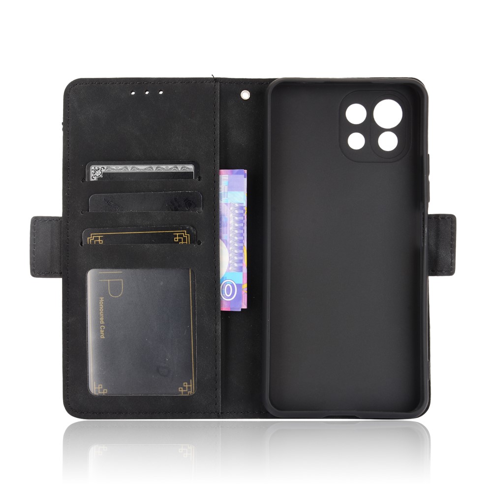 Wallet Design Multiple Card Slots Stand Leather Phone Case for Xiaomi Mi 11 Lite 4G / Mi 11 Lite 5G - Black-8