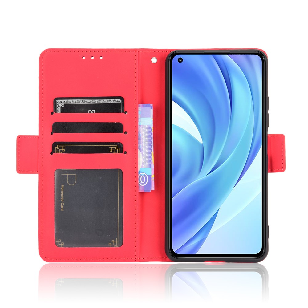Wallet Design Multiple Card Slots Stand Leather Phone Case for Xiaomi Mi 11 Lite 4G / Mi 11 Lite 5G - Red-2