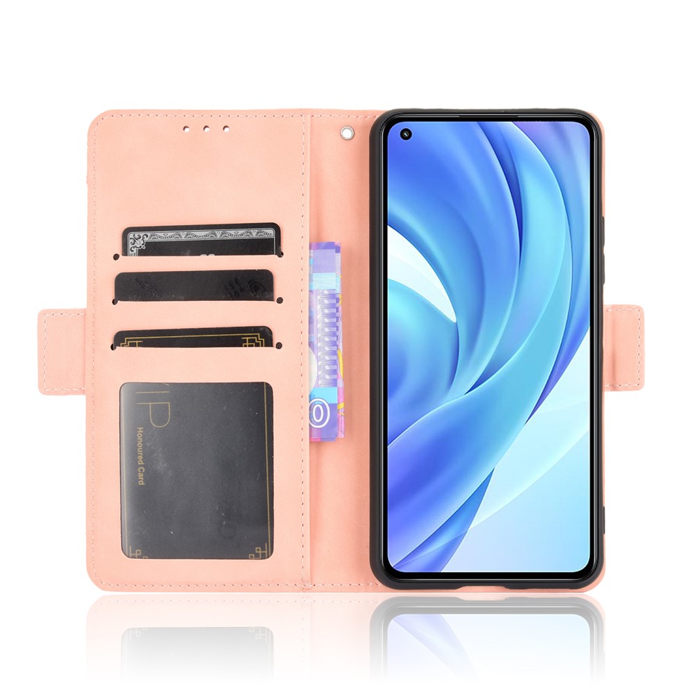 Wallet Design Multiple Card Slots Stand Leather Phone Case for Xiaomi Mi 11 Lite 4G / Mi 11 Lite 5G - Pink-2