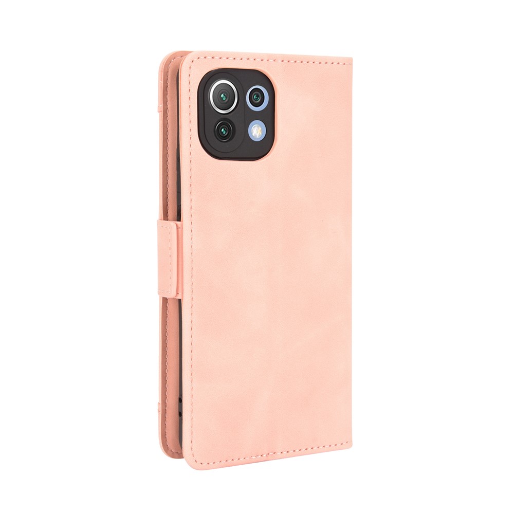Wallet Design Multiple Card Slots Stand Leather Phone Case for Xiaomi Mi 11 Lite 4G / Mi 11 Lite 5G - Pink-4