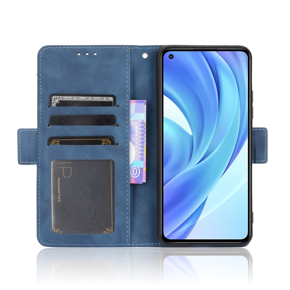 Wallet Design Multiple Card Slots Stand Leather Phone Case for Xiaomi Mi 11 Lite 4G / Mi 11 Lite 5G - Blue-2